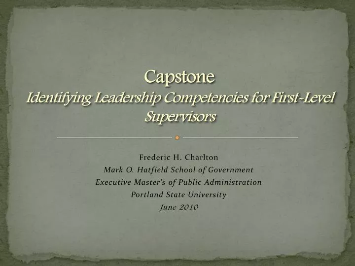capstone identifying leadership competencies for first level supervisors