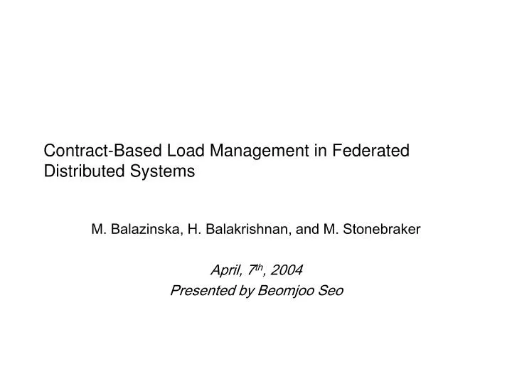 contract based load management in federated distributed systems