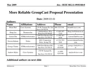 More Reliable GroupCast Proposal Presentation