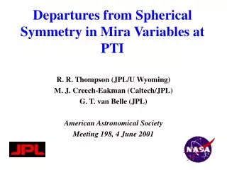 Departures from Spherical Symmetry in Mira Variables at PTI