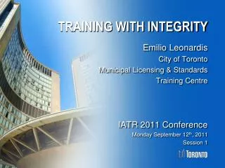 TRAINING WITH INTEGRITY