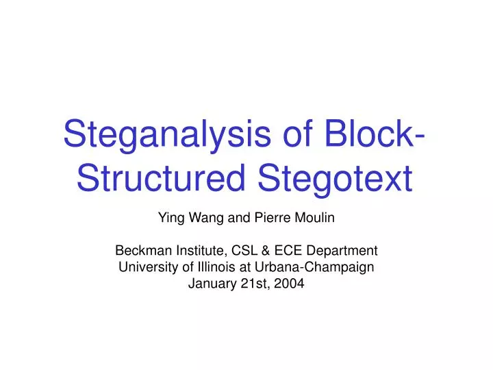 steganalysis of block structured stegotext