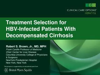 Treatment Selection for HBV-Infected Patients With Decompensated Cirrhosis