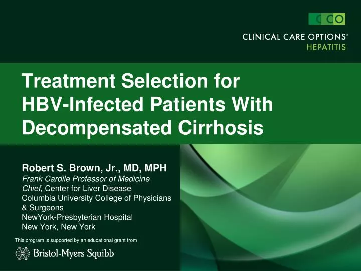 treatment selection for hbv infected patients with decompensated cirrhosis