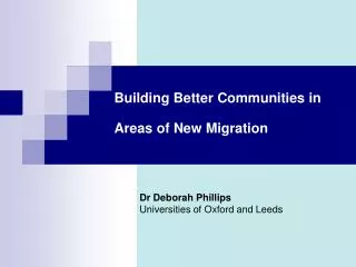 Building Better Communities in Areas of New Migration