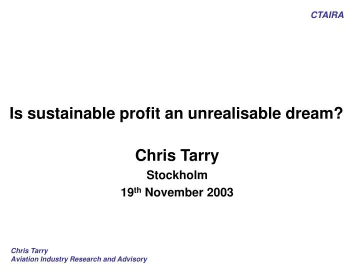 is sustainable profit an unrealisable dream