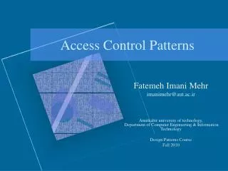 Access Control Patterns