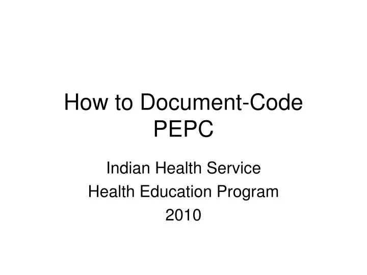 how to document code pepc