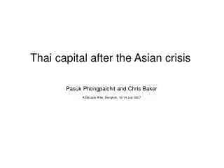 Thai capital after the Asian crisis