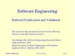 Software Verification and Validation in Engineering - slide 1