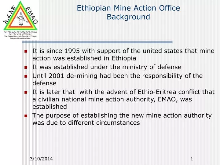 ethiopian mine action office background