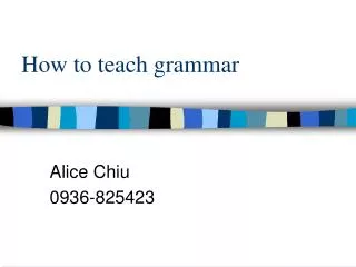 How to teach grammar