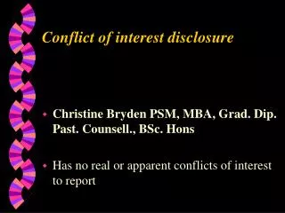 Conflict of interest disclosure