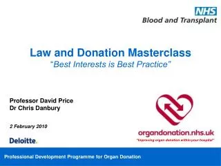 Law and Donation Masterclass “ Best Interests is Best Practice”