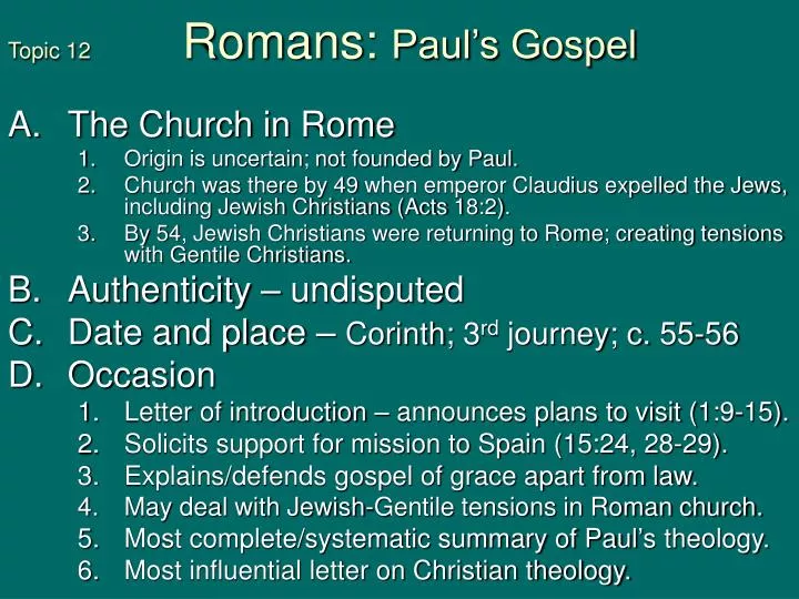 topic 12 romans paul s gospel