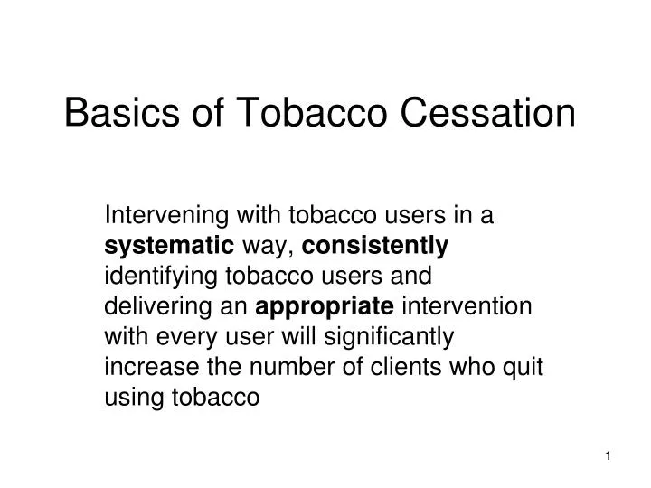 basics of tobacco cessation