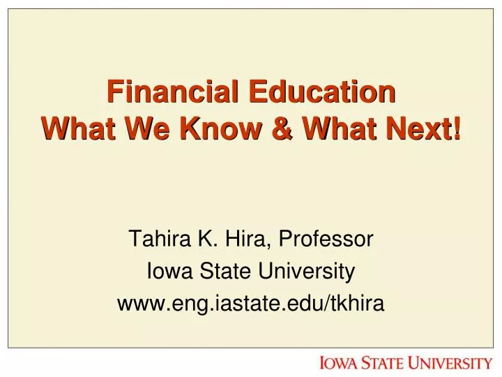 financial education what we know what next