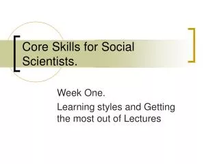 Core Skills for Social Scientists.