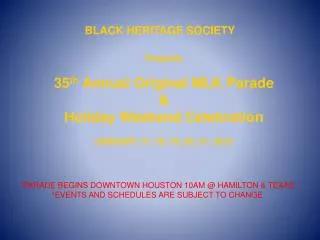 BLACK HERITAGE SOCIETY