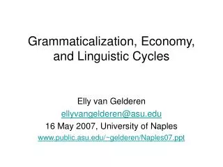 Grammaticalization, Economy, and Linguistic Cycles