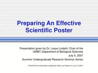Preparing An Effective Scientific Poster