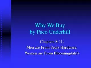 Why We Buy by Paco Underhill