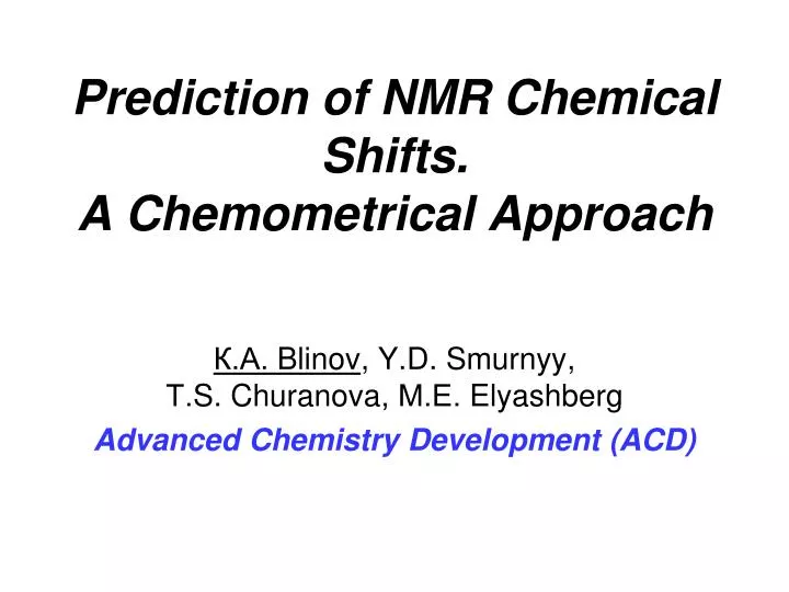 prediction of nmr chemical shifts a chemometrical approach
