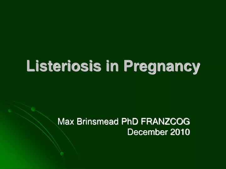 listeriosis in pregnancy