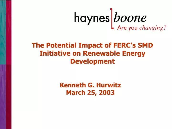 the potential impact of ferc s smd initiative on renewable energy development