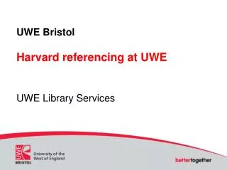 UWE Bristol Harvard referencing at UWE