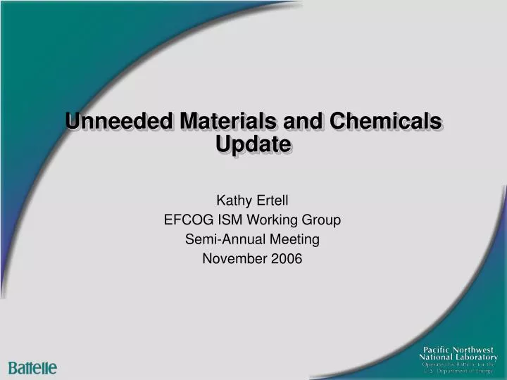 unneeded materials and chemicals update