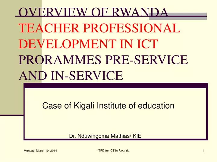 overview of rwanda teacher professional development in ict prorammes pre service and in service