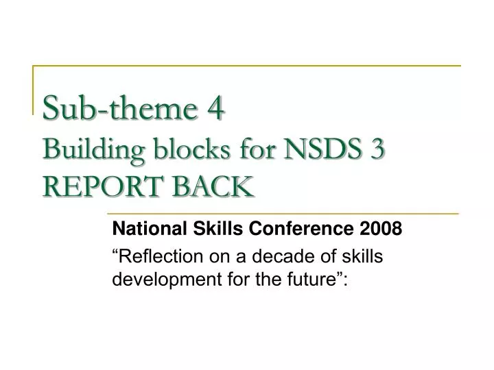 sub theme 4 building blocks for nsds 3 report back
