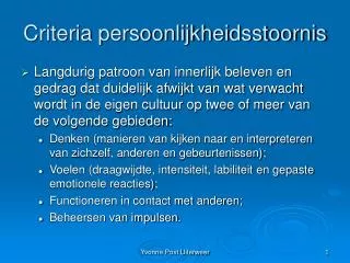 criteria persoonlijkheidsstoornis