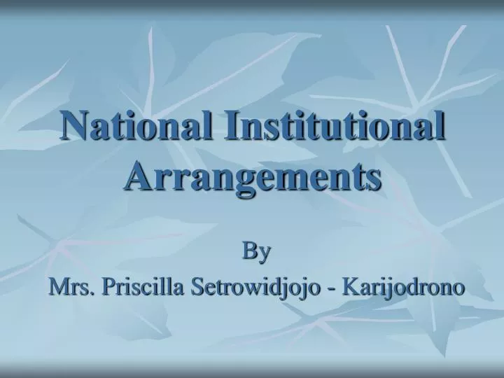 national institutional arrangements