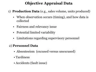 Objective Appraisal Data