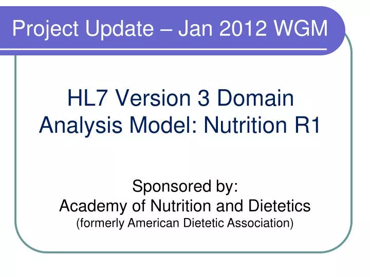 hl7 version 3 domain analysis model nutrition r1