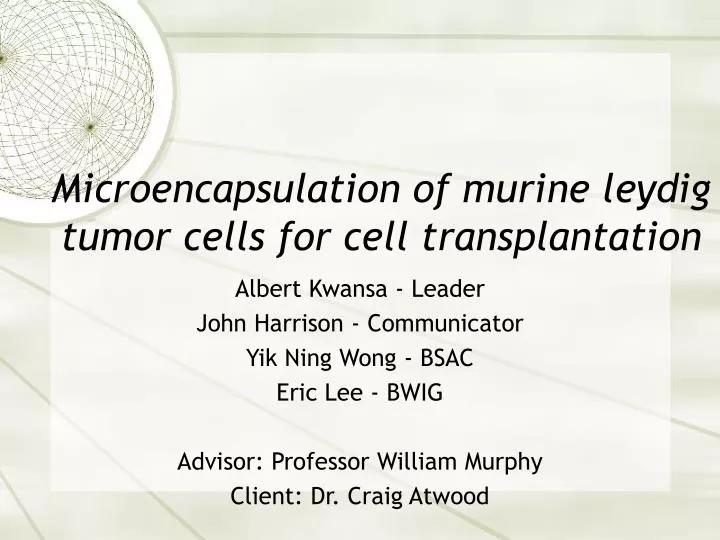 microencapsulation of murine leydig tumor cells for cell transplantation