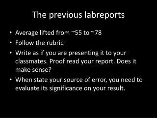 The previous labreports