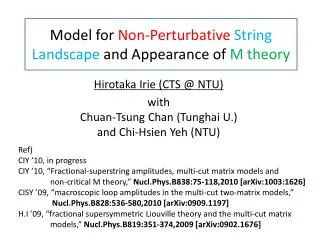 Model for Non-Perturbative String Landscape and Appearance of M theory