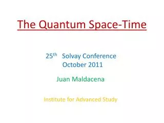 The Quantum Space-Time