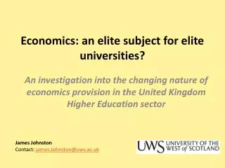 Economics: an elite subject for elite universities?