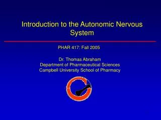 Introduction to the Autonomic Nervous System