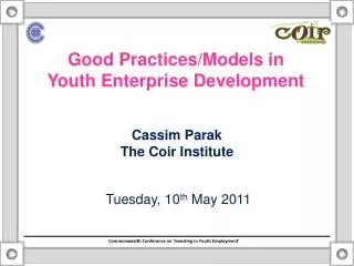 Good Practices/Models in Yout h Enterprise Development