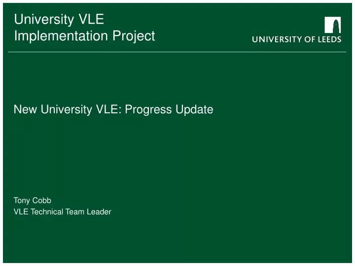 new university vle progress update