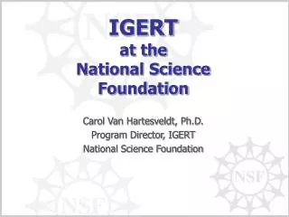 IGERT at the National Science Foundation