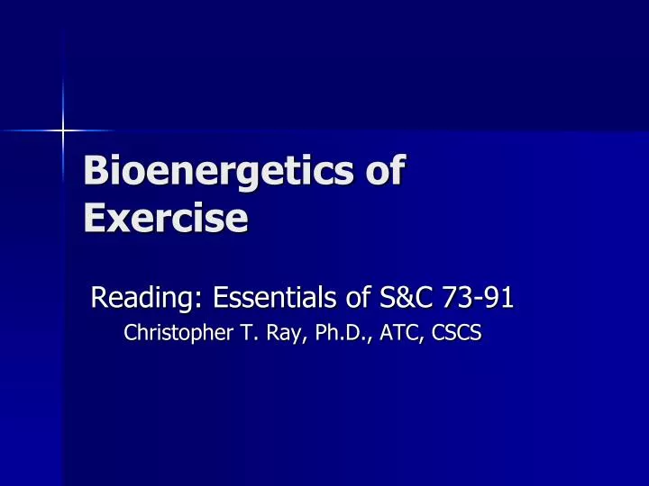 bioenergetics of exercise