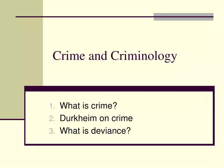 crime and criminology