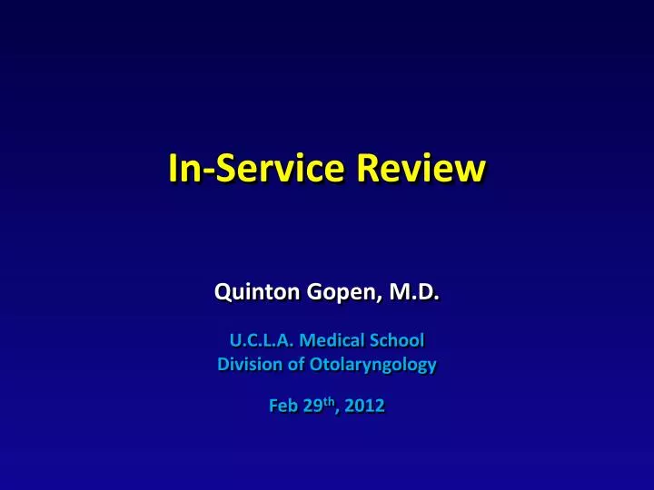 in service review