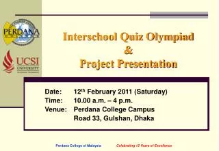 Interschool Quiz Olympiad &amp; Project Presentation